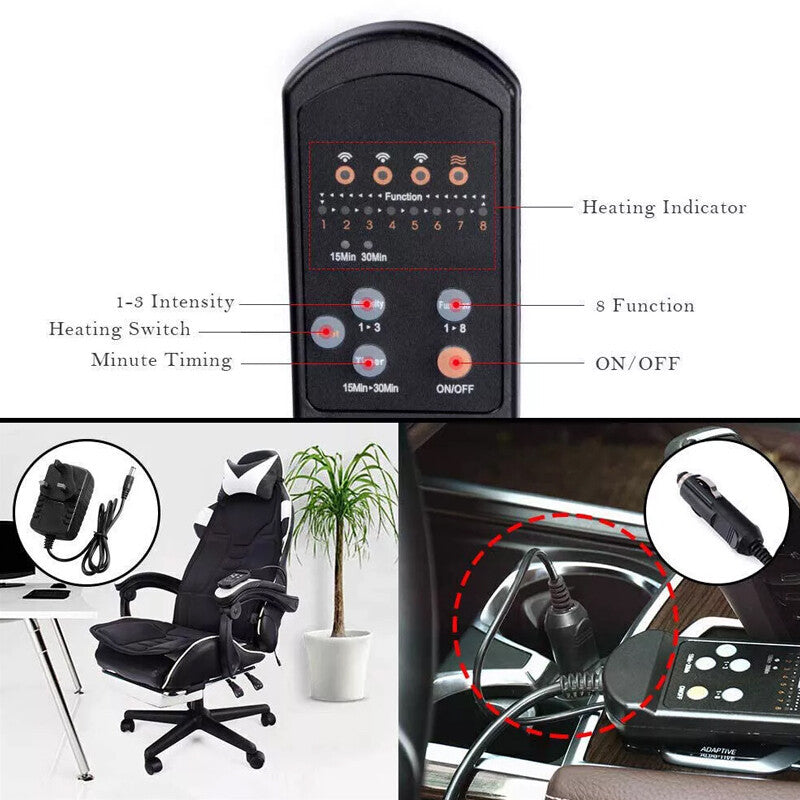 Car Seat & Chair Pad with Neck Heat Massager