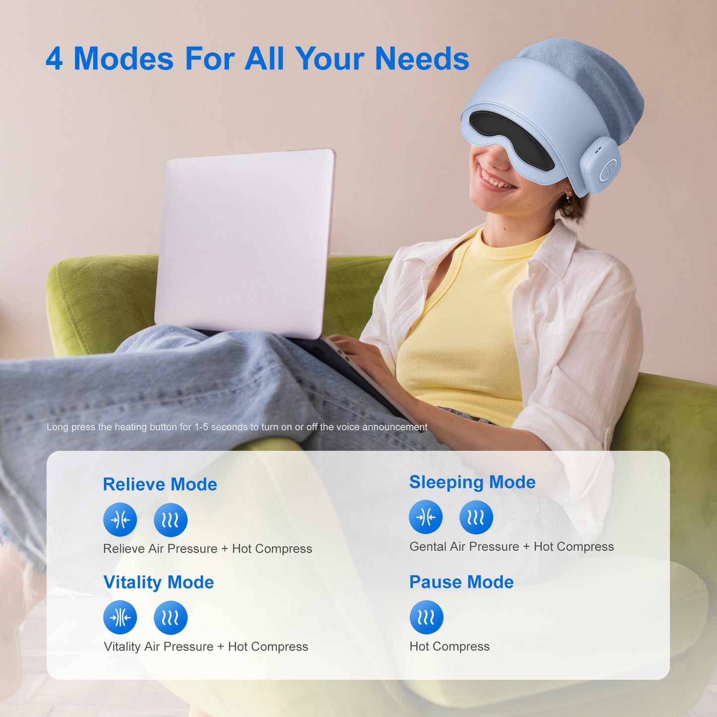 Smart Head Massager With Eye Relief & Heating Function