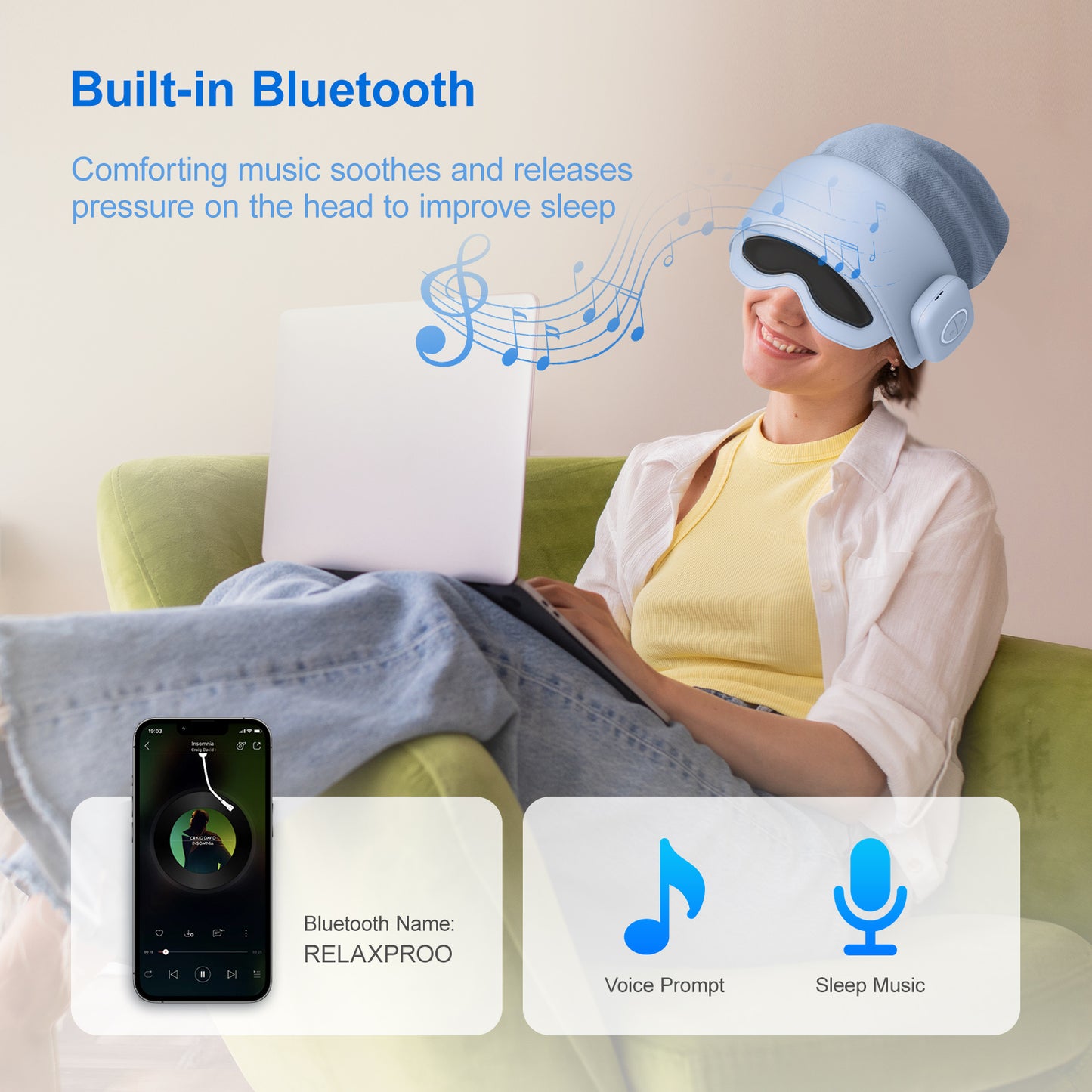 Smart Head Massager With Eye Relief & Heating Function
